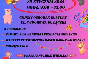 Bal karnawałowy w Gminnym Ośrodku Kultury w Łączce