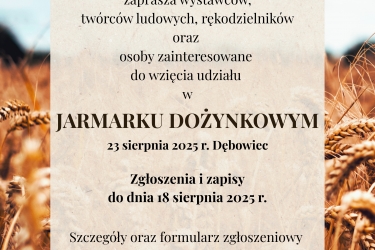 Zaproszenie wystawców na Jarmark Dożynkowy